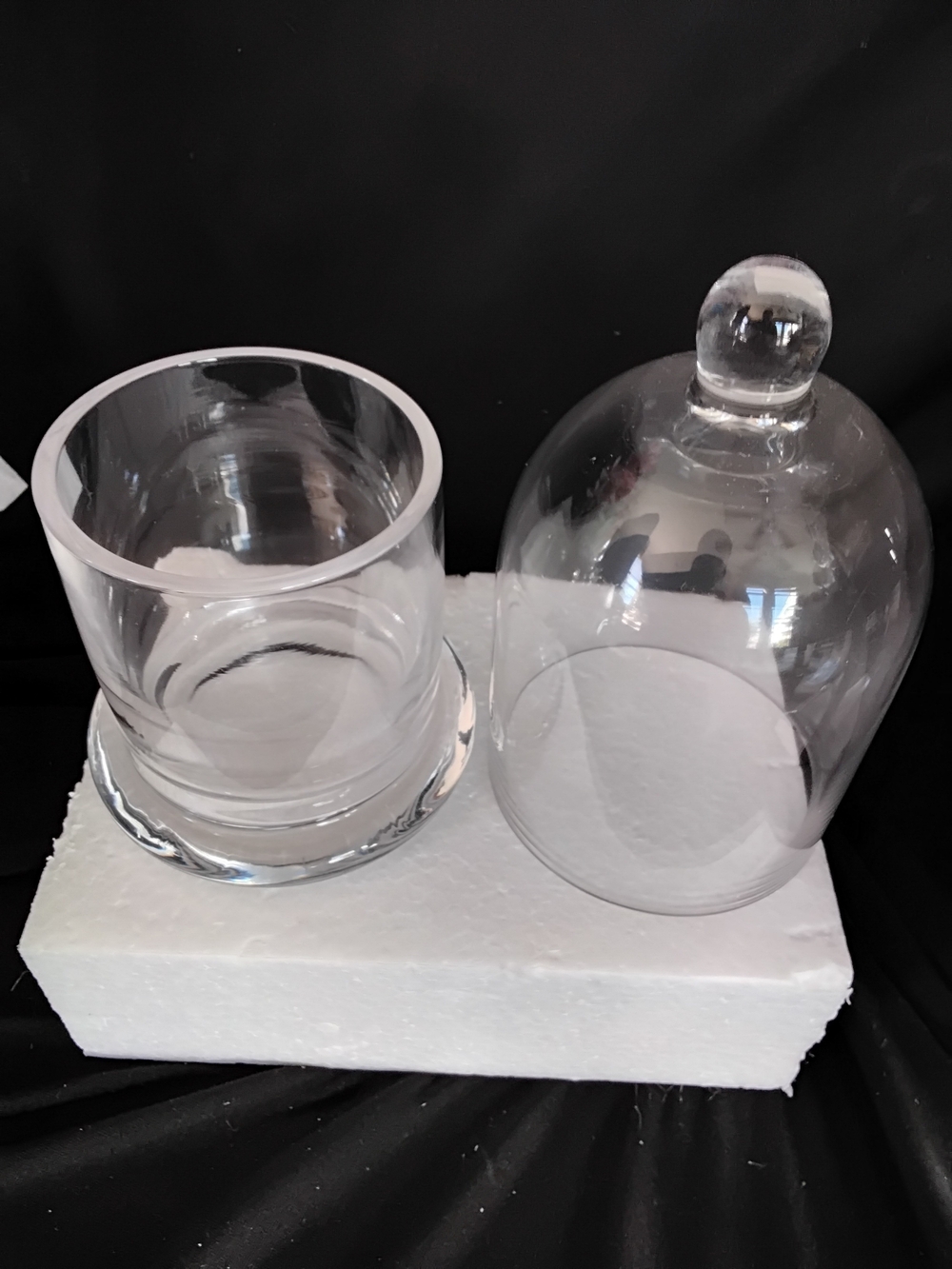 Clear Glass Dome Cloche with Base  Butter Dish